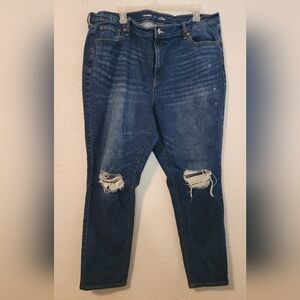 Old Navy Women's Mid-Rise Boyfriend Distressed Blue Jeans,‎ Size 18 Tall